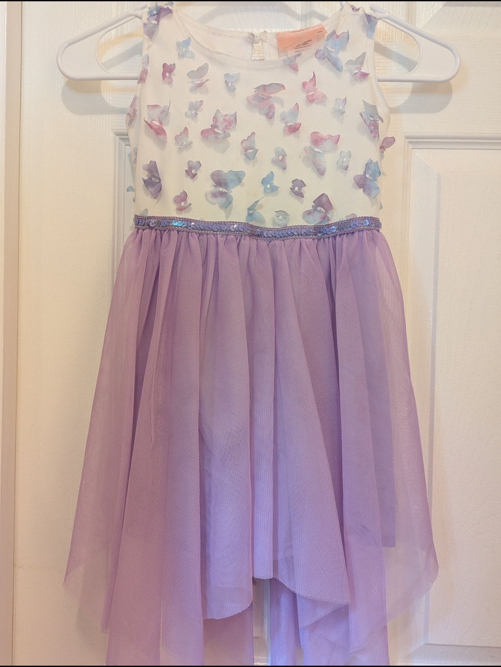 Girls Lavender Tulle Floral Appliqué Party Dress